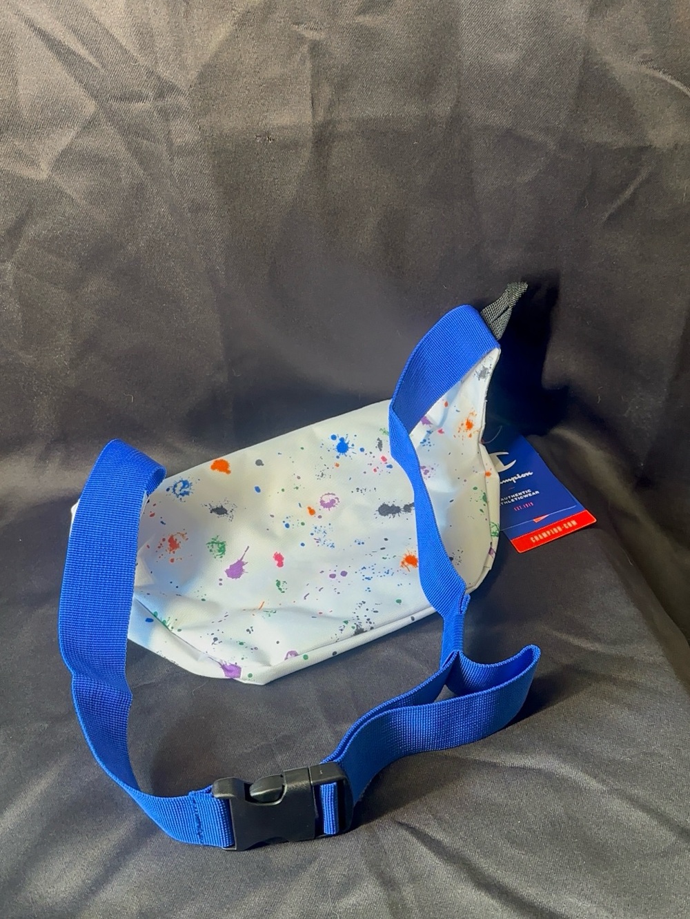 NWT Champion Paint Splatter Waist Bag Fanny Pack White Multicolor Belt Bag - Picture 4 of 6